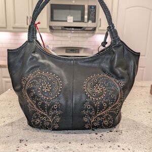 Hobo Purse Black Leather Luce Shoulder Bag